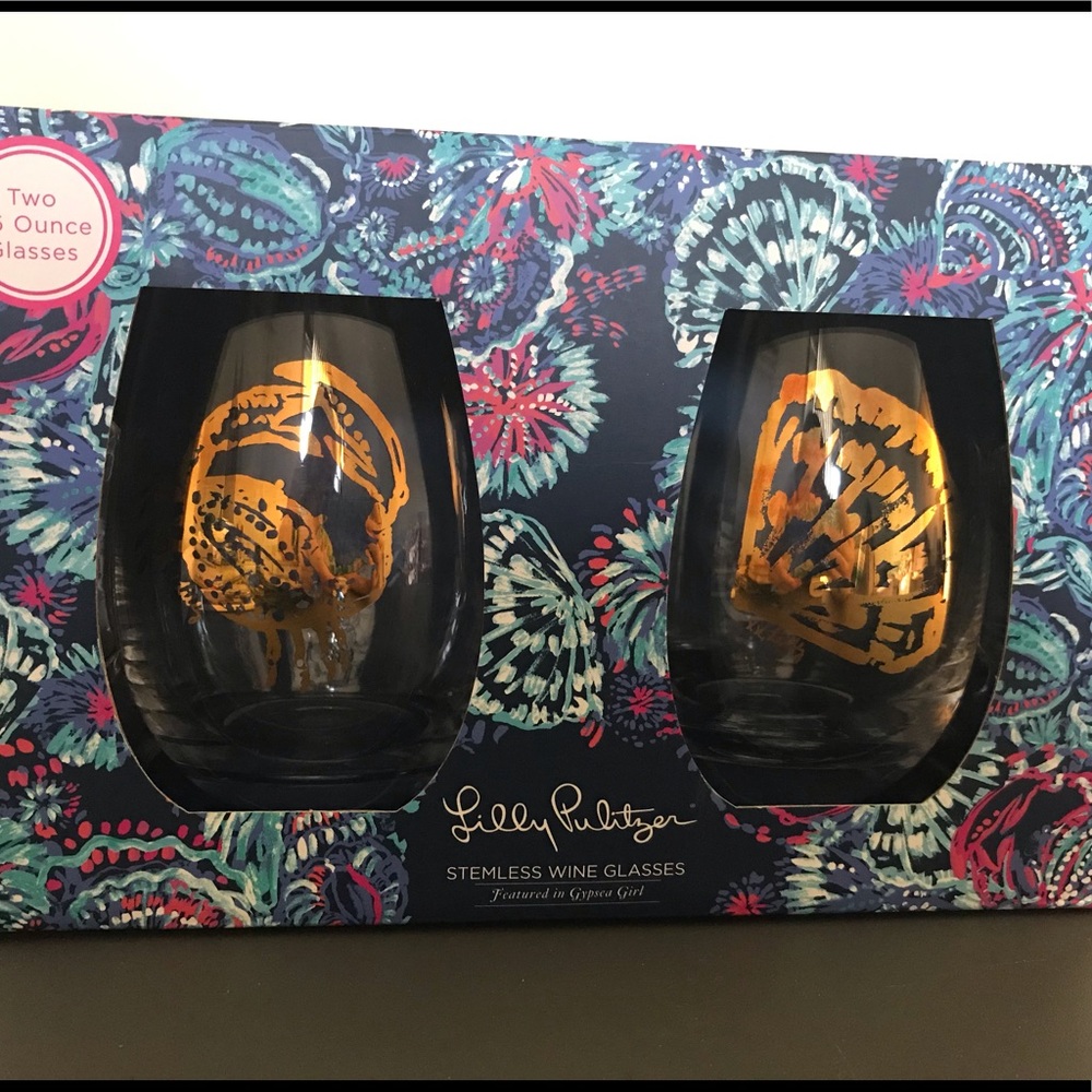 Lilly Pulitzer Stemless Wineglasses
